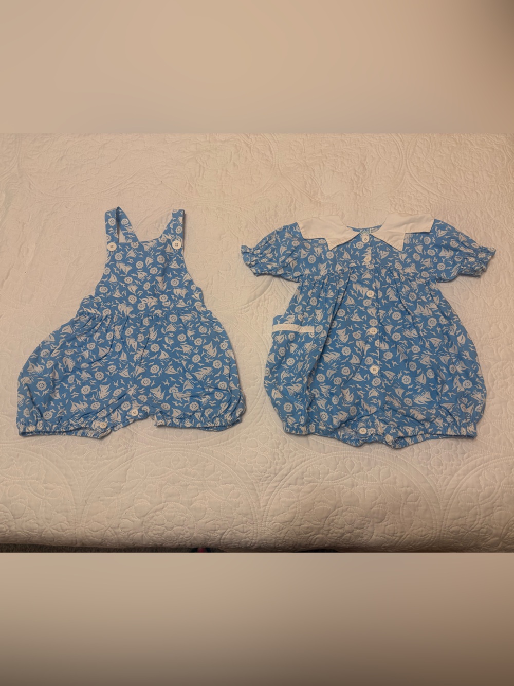 Vintage Cottontail Originals Twin Set Nautical/Sailboat Romper & Sunsuit-Size 2T